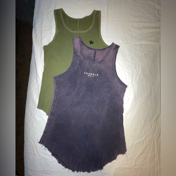 YoungLA Olive Green & Faded Purple Tank Tops - Picture 2 of 9